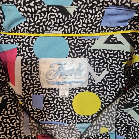 Fresh Prince of Bel-Air XL Retro 80s 90s Geometric Print Button Shirt - Picture 3 of 7